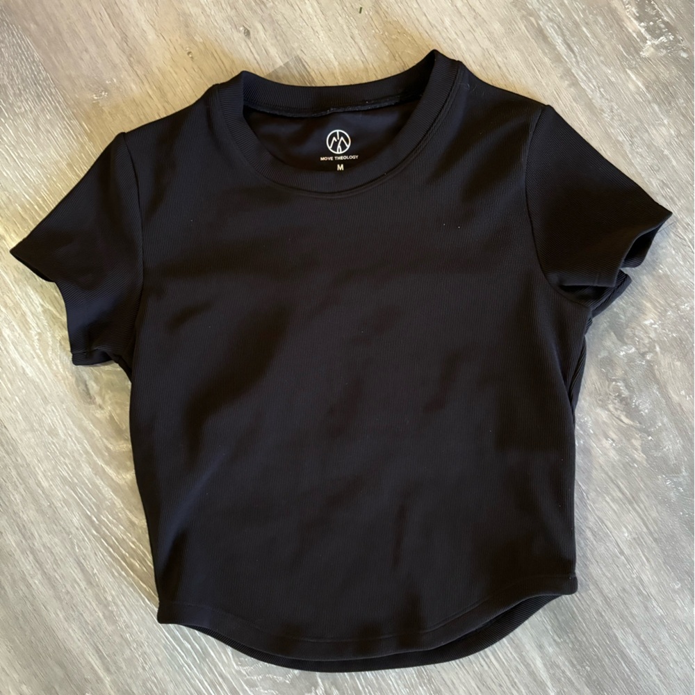 Black exercise, short sleeve top